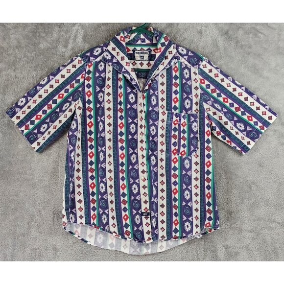 Lee Tops - Lee Shirt Womens Extra Large Purple Striped Western Vintage Distressed Button up